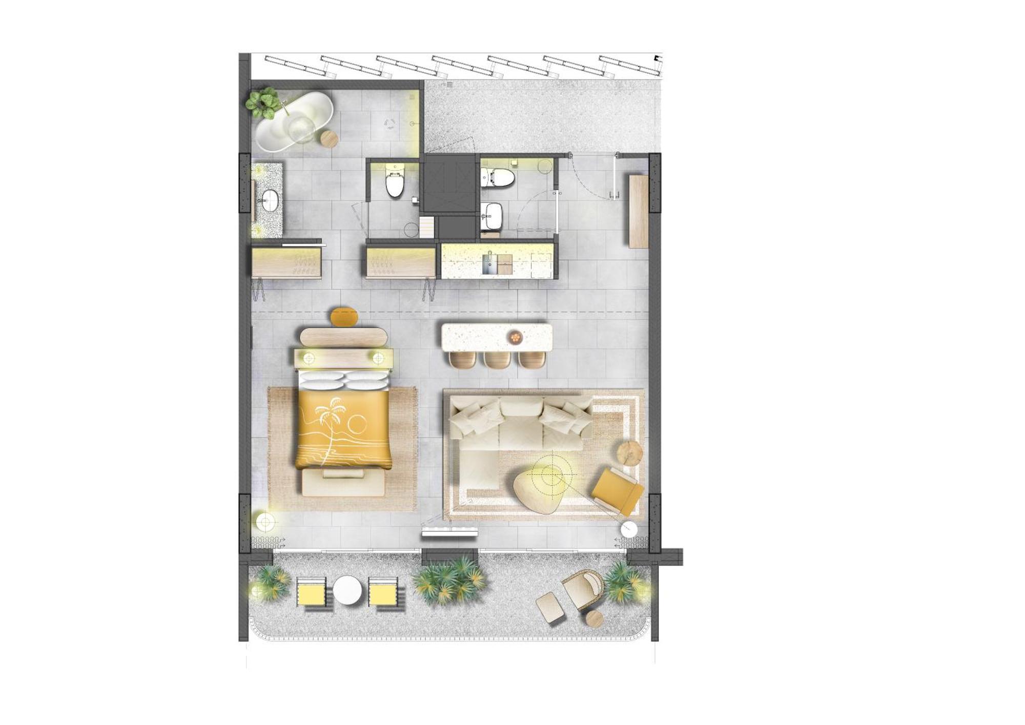 The Standard, Hua Hin Hotel Værelse billede A floor plan of a typical apartment